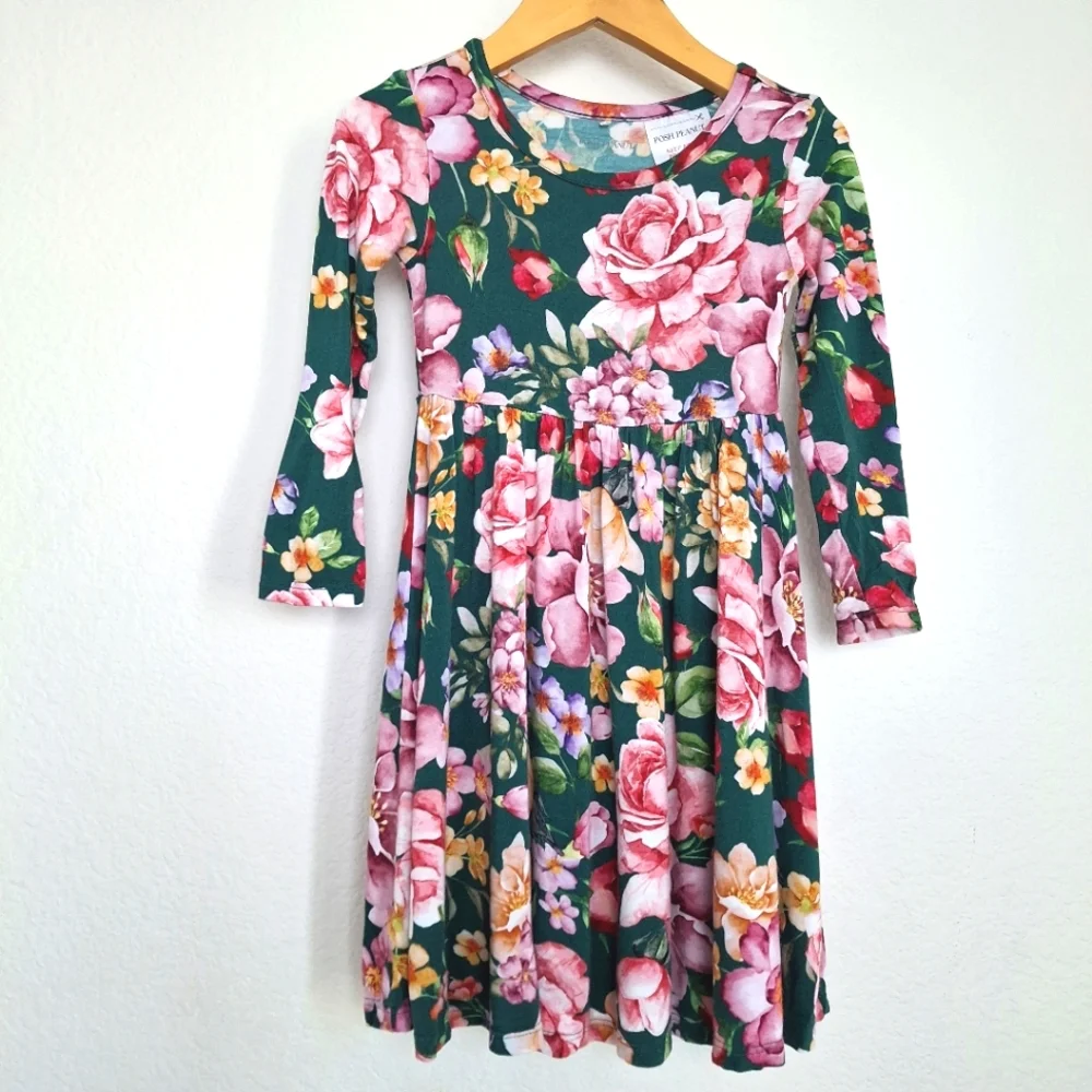 Posh Peanut Arsine Longsleeve Floral Twirl Dress 2T